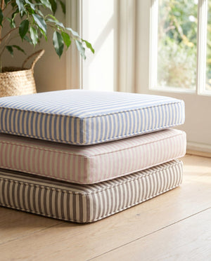 Custom Striped Window Seat Cushion, Made-to-Measure Bench Seat Pad, Kitchen Banquette Cushion, Bay Window Bench Pad, Tic