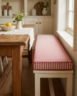 Custom Striped Window Seat Cushion, Made-to-Measure Bench Seat Pad, Kitchen Banquette Cushion, Bay Window Bench Pad, Tic