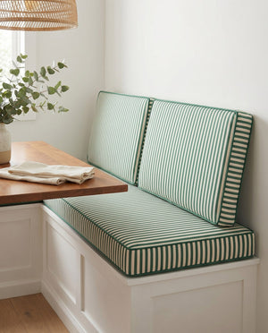 Custom Striped Window Seat Cushion, Made-to-Measure Bench Seat Pad, Kitchen Banquette Cushion, Bay Window Bench Pad, Tic