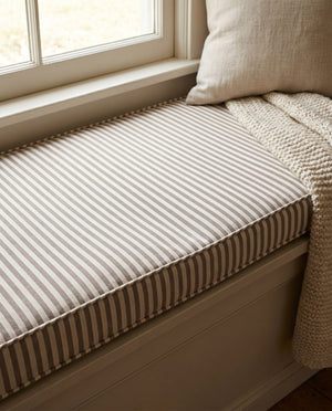 Custom Striped Window Seat Cushion, Made-to-Measure Bench Seat Pad, Kitchen Banquette Cushion, Bay Window Bench Pad, Tic
