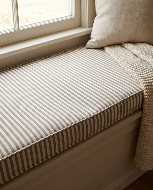 Custom Striped Window Seat Cushion, Made-to-Measure Bench Seat Pad, Kitchen Banquette Cushion, Bay Window Bench Pad, Tic