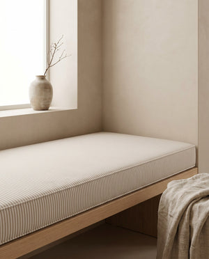 Custom Striped Window Seat Cushion, Made-to-Measure Bench Seat Pad, Kitchen Banquette Cushion, Bay Window Bench Pad, Tic