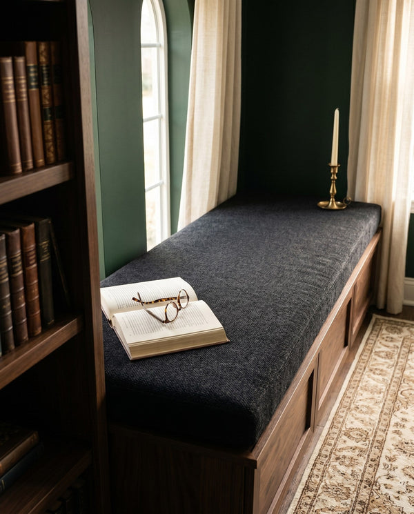 Custom Window Seat Cushion with Foam, Made-to-Measure Bench Seat Pad, Banquette Booth Cushion, Reading Nook Window Seat,
