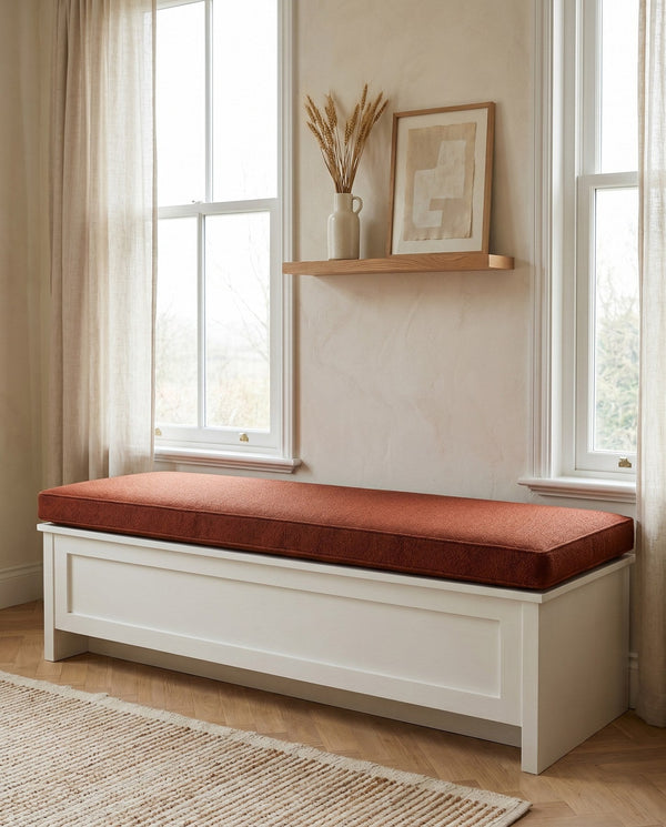 Custom Window Seat Cushion with Foam, Made-to-Measure Bench Seat Pad, Banquette Booth Cushion, Reading Nook Window Seat,