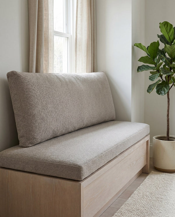 Custom Window Seat Cushion with Foam, Made-to-Measure Bench Seat Pad, Banquette Booth Cushion, Reading Nook Window Seat,