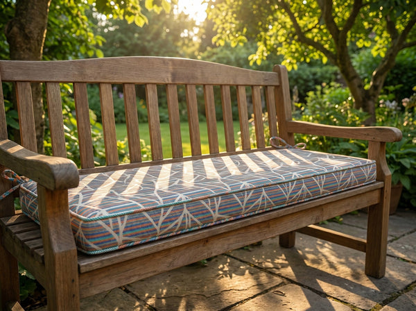 Custom Outdoor Seat Cushion with Ties, Made-to-Measure Garden Bench Pad, Patio Chair Cushion, Weatherproof Bistro Seat P