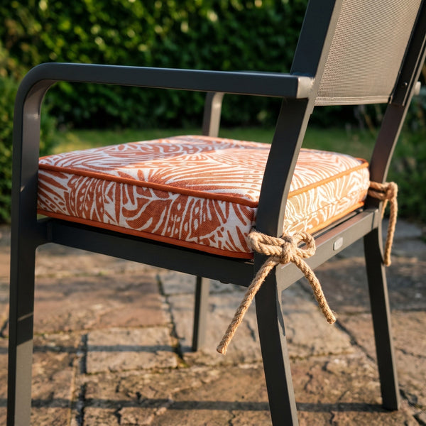 Custom Outdoor Seat Cushion with Ties, Made-to-Measure Garden Bench Pad, Patio Chair Cushion, Weatherproof Bistro Seat P