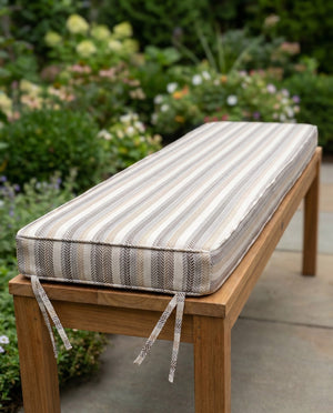 Custom Outdoor Seat Cushion with Ties, Made-to-Measure Garden Bench Pad, Patio Chair Cushion, Weatherproof Bistro Seat P