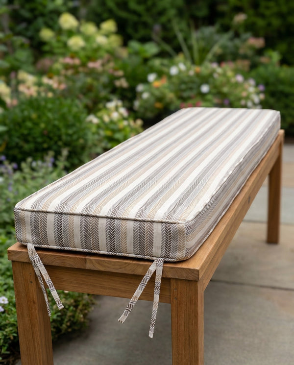 Custom Outdoor Seat Cushion with Ties, Made-to-Measure Garden Bench Pad, Patio Chair Cushion, Weatherproof Bistro Seat P