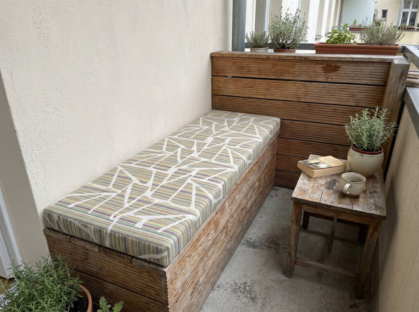 Custom Outdoor Seat Cushion with Ties, Made-to-Measure Garden Bench Pad, Patio Chair Cushion, Weatherproof Bistro Seat P