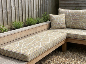 Custom Outdoor Seat Cushion with Ties, Made-to-Measure Garden Bench Pad, Patio Chair Cushion, Weatherproof Bistro Seat P