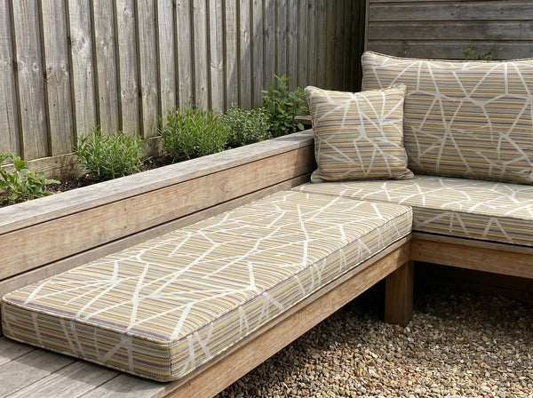 Custom Outdoor Seat Cushion with Ties, Made-to-Measure Garden Bench Pad, Patio Chair Cushion, Weatherproof Bistro Seat P