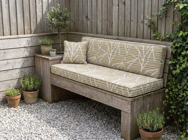 Custom Outdoor Seat Cushion with Ties, Made-to-Measure Garden Bench Pad, Patio Chair Cushion, Weatherproof Bistro Seat P