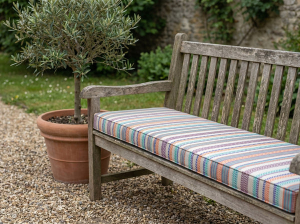 Custom Outdoor Seat Cushion with Ties, Made-to-Measure Garden Bench Pad, Patio Chair Cushion, Weatherproof Bistro Seat P
