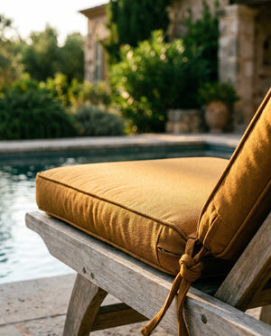 Custom Outdoor Seat Cushion with Ties, Made-to-Measure Garden Bench Pad, Patio Chair Cushion, Weatherproof Bistro Seat P