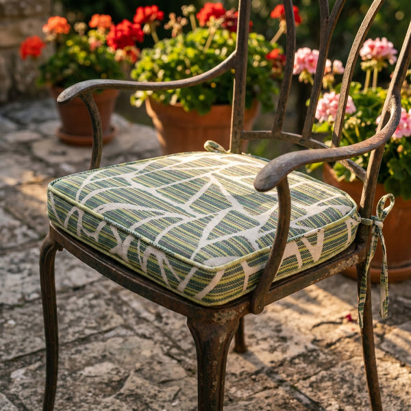 Custom Outdoor Seat Cushion with Ties, Made-to-Measure Garden Bench Pad, Patio Chair Cushion, Weatherproof Bistro Seat P