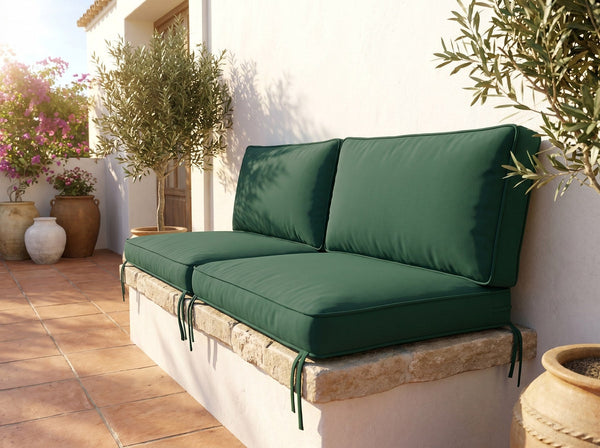 Custom Outdoor Seat Cushion with Ties, Made-to-Measure Garden Bench Pad, Patio Chair Cushion, Weatherproof Bistro Seat P