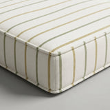 Cream outdoor cushion with olive pinstripes