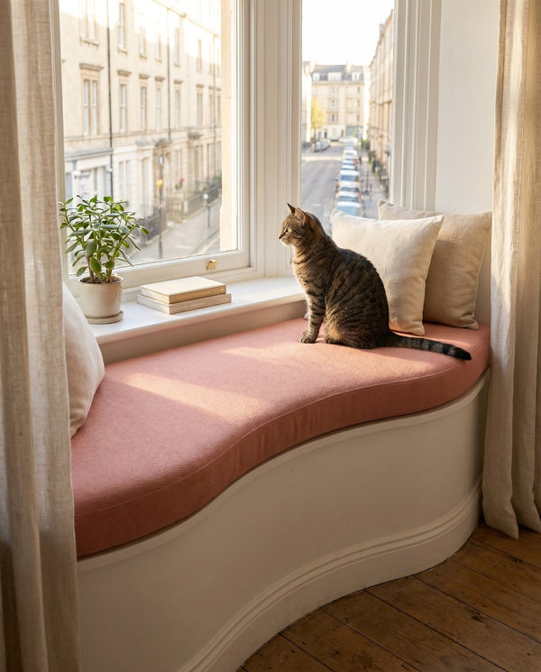 Custom Window Seat Cushion – Pet-Friendly Giza Cotton