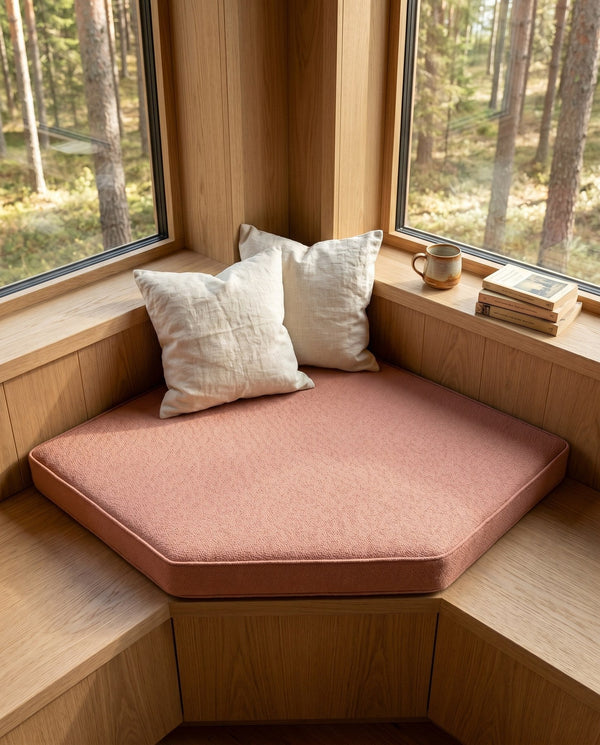 Custom Window Seat Cushion, Made-to-Measure Bench Seat Pad, Pet-Friendly Giza Cotton Cushion, Banquette Booth Nook Cushi