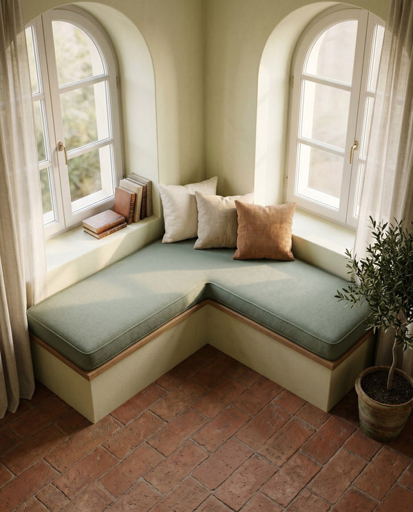 Custom Window Seat Cushion, Made-to-Measure Bench Seat Pad, Pet-Friendly Giza Cotton Cushion, Banquette Booth Nook Cushi