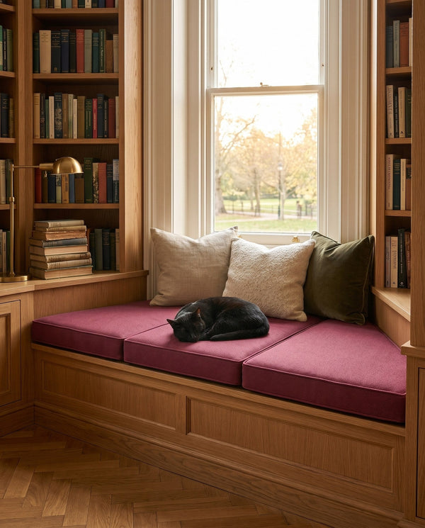 Custom Window Seat Cushion, Made-to-Measure Bench Seat Pad, Pet-Friendly Giza Cotton Cushion, Banquette Booth Nook Cushi