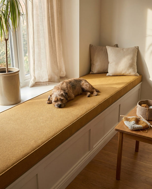 Custom Window Seat Cushion, Made-to-Measure Bench Seat Pad, Pet-Friendly Giza Cotton Cushion, Banquette Booth Nook Cushi