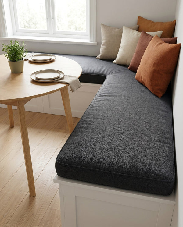 Custom Window Seat Cushion, Made-to-Measure Bench Seat Pad, Pet-Friendly Giza Cotton Cushion, Banquette Booth Nook Cushi