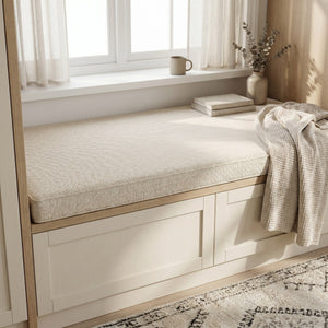 Custom Window Seat Cushion with Foam, Made-to-Measure Bench Seat Pad, Textured Point Weave Banquette Cushion, Bay Window