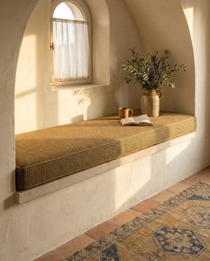 Custom Window Seat Cushion with Foam, Made-to-Measure Bench Seat Pad, Textured Point Weave Banquette Cushion, Bay Window