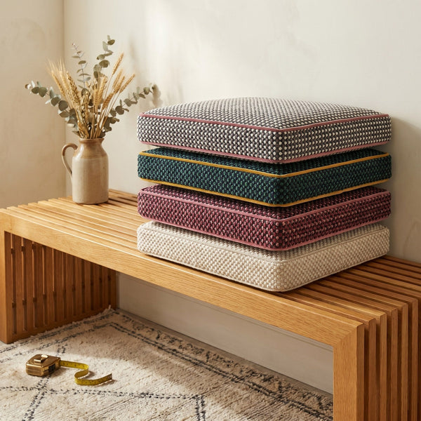 Custom Window Seat Cushion with Foam, Made-to-Measure Bench Seat Pad, Textured Point Weave Banquette Cushion, Bay Window