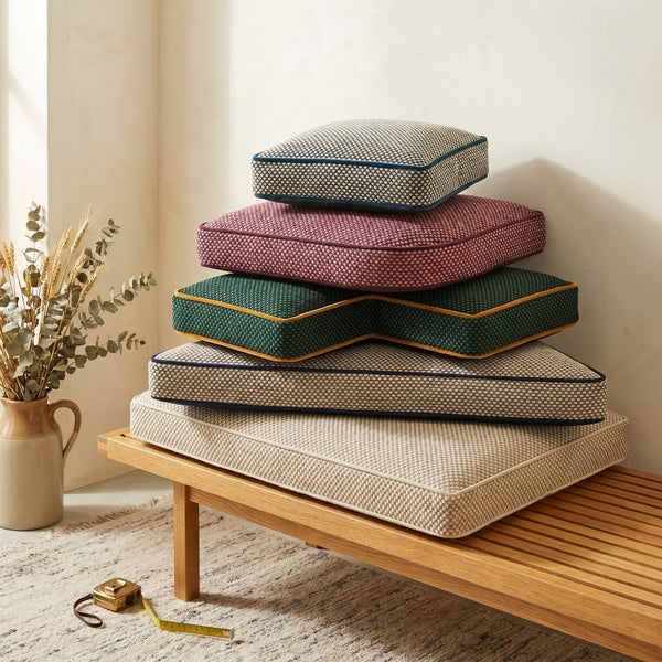 Custom Window Seat Cushion with Foam, Made-to-Measure Bench Seat Pad, Textured Point Weave Banquette Cushion, Bay Window