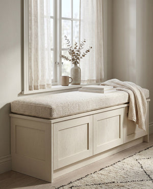 Custom Window Seat Cushion with Foam, Made-to-Measure Bench Seat Pad, Textured Point Weave Banquette Cushion, Bay Window