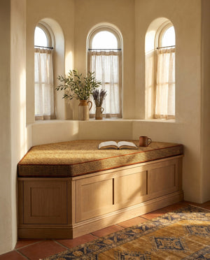 Custom Window Seat Cushion with Foam, Made-to-Measure Bench Seat Pad, Textured Point Weave Banquette Cushion, Bay Window
