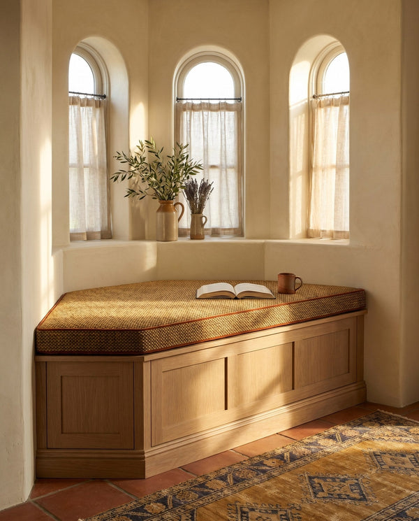 Custom Window Seat Cushion with Foam, Made-to-Measure Bench Seat Pad, Textured Point Weave Banquette Cushion, Bay Window
