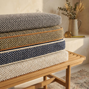 Custom Window Seat Cushion with Foam, Made-to-Measure Bench Seat Pad, Textured Point Weave Banquette Cushion, Bay Window