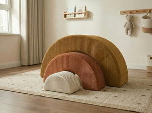 Custom Rainbow Play Couch, Corduroy Kids Climbing Sofa, Nested Arch Floor Cushion, Montessori Nursery Playroom Furniture
