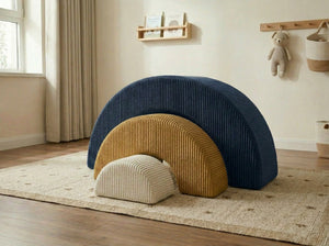 Custom Rainbow Play Couch, Corduroy Kids Climbing Sofa, Nested Arch Floor Cushion, Montessori Nursery Playroom Furniture