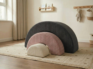 Custom Rainbow Play Couch, Corduroy Kids Climbing Sofa, Nested Arch Floor Cushion, Montessori Nursery Playroom Furniture