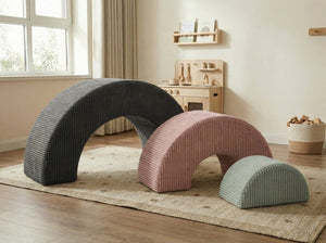 Custom Rainbow Play Couch, Corduroy Kids Climbing Sofa, Nested Arch Floor Cushion, Montessori Nursery Playroom Furniture