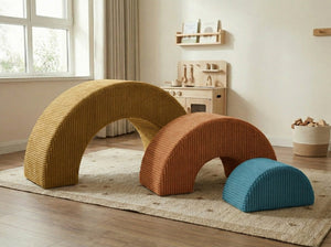 Custom Rainbow Play Couch, Corduroy Kids Climbing Sofa, Nested Arch Floor Cushion, Montessori Nursery Playroom Furniture