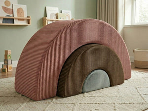 Custom Rainbow Play Couch, Corduroy Kids Climbing Sofa, Nested Arch Floor Cushion, Montessori Nursery Playroom Furniture