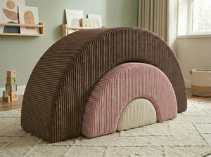 Custom Rainbow Play Couch, Corduroy Kids Climbing Sofa, Nested Arch Floor Cushion, Montessori Nursery Playroom Furniture