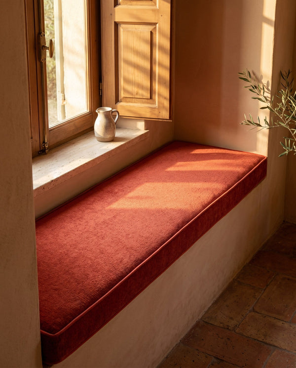 Custom Window Seat Cushion with Piping, Made-to-Measure Bay Window Bench Cushion, Banquette Booth Bench Seat Pad, Readin