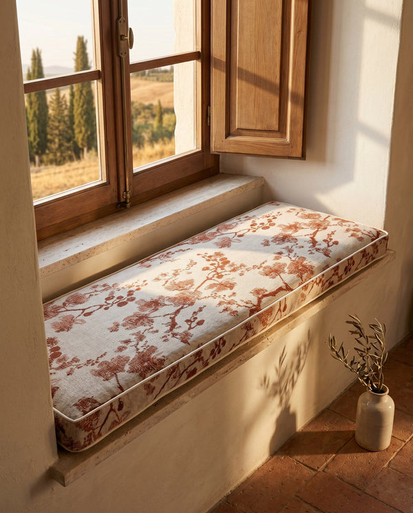 Custom Window Seat Cushion with Piping, Made-to-Measure Bay Window Bench Cushion, Banquette Booth Bench Seat Pad, Readin