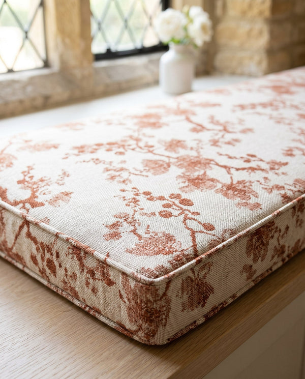 Custom Window Seat Cushion with Piping, Made-to-Measure Bay Window Bench Cushion, Banquette Booth Bench Seat Pad, Readin