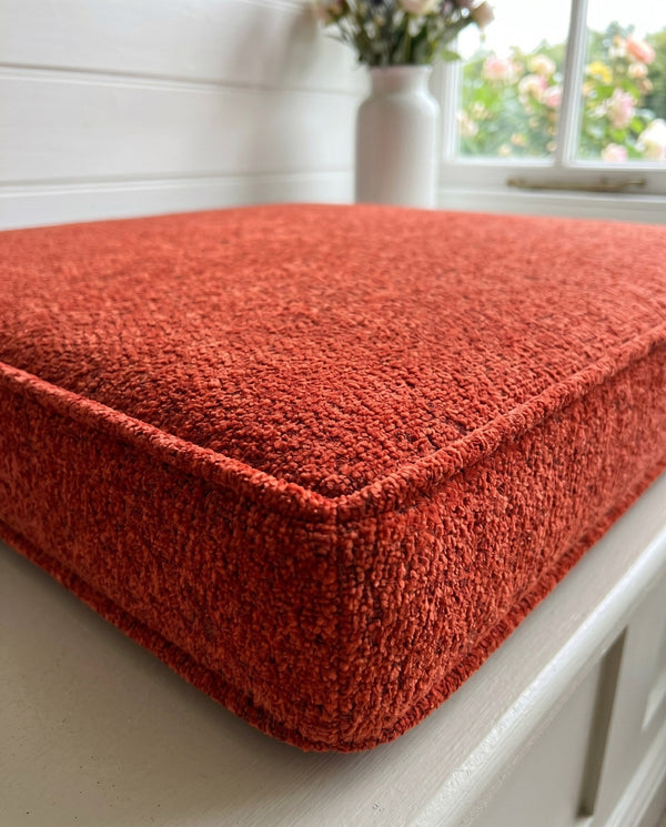 Custom Window Seat Cushion with Piping, Made-to-Measure Bay Window Bench Cushion, Banquette Booth Bench Seat Pad, Readin