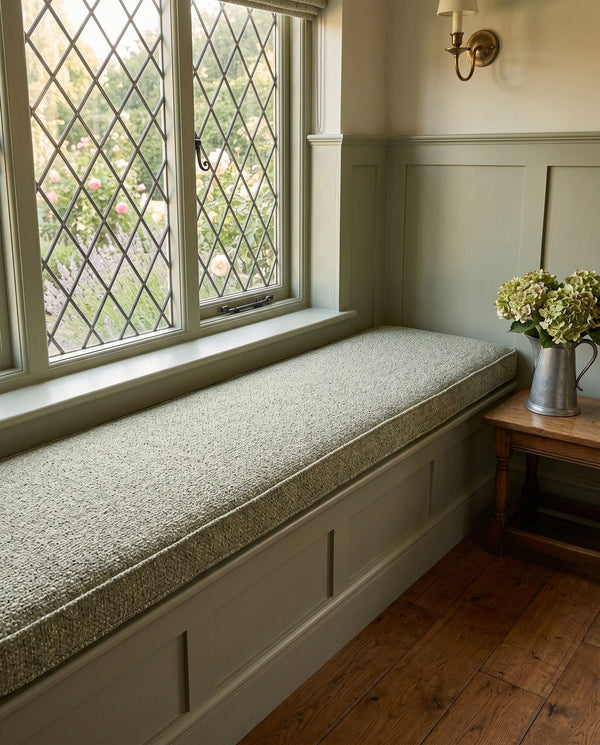 Custom Window Seat Cushion with Piping, Made-to-Measure Bay Window Bench Cushion, Banquette Booth Bench Seat Pad, Readin