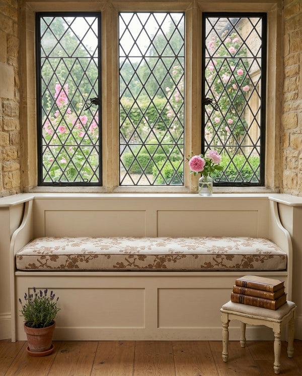 Custom Window Seat Cushion with Piping, Made-to-Measure Bay Window Bench Cushion, Banquette Booth Bench Seat Pad, Readin