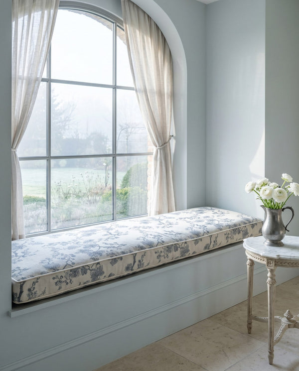 Custom Window Seat Cushion with Piping, Made-to-Measure Bay Window Bench Cushion, Banquette Booth Bench Seat Pad, Readin